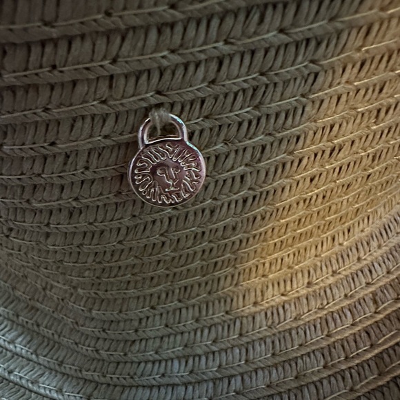 Anne Klein Tan Wide-Brimmed Sun Hat with Pom-Pom Trim - Picture 5 of 7